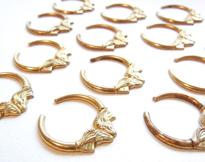 14 or 7 Pairs of Brass Classic Double Ram Hoop Stampings