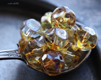 STREAM PEBBLES No. 1 .. 10 Premium Picasso Czech Glass Baroque Beads 8mm (40-10)