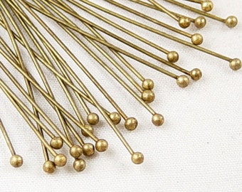 Ball Headpins 100 Ball Pins Antique Bronze 2.75 inch (70mm) 21 gauge (1034pin70z2)xz