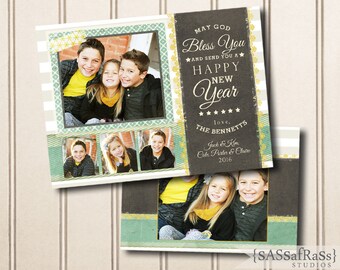 Happy New Year--New Year's Template for Adobe Photoshop, Photographer Template, Instant Download, DIY, Commercial Use