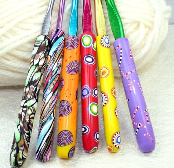 Polymer clay crochet hook set Extra thick handles Susan