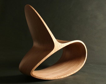 Wooden Rocking Chair, Modern Sculpted Ocean Rocker Chair, from Wood