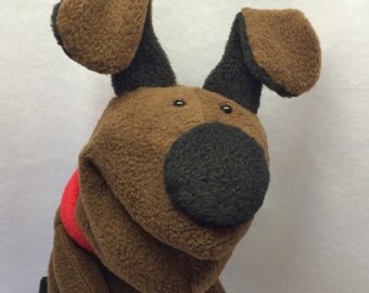 Mini-sized Puppy Hand Puppet with a red collar (moving mouth)