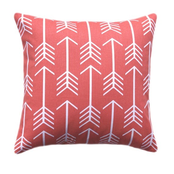 Arrow Coral STUFFED Decorative Pillow Coral Pillows Coral
