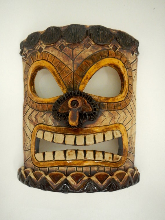 Hawaiian Tiki Ceramic Mask-Tropical Decor