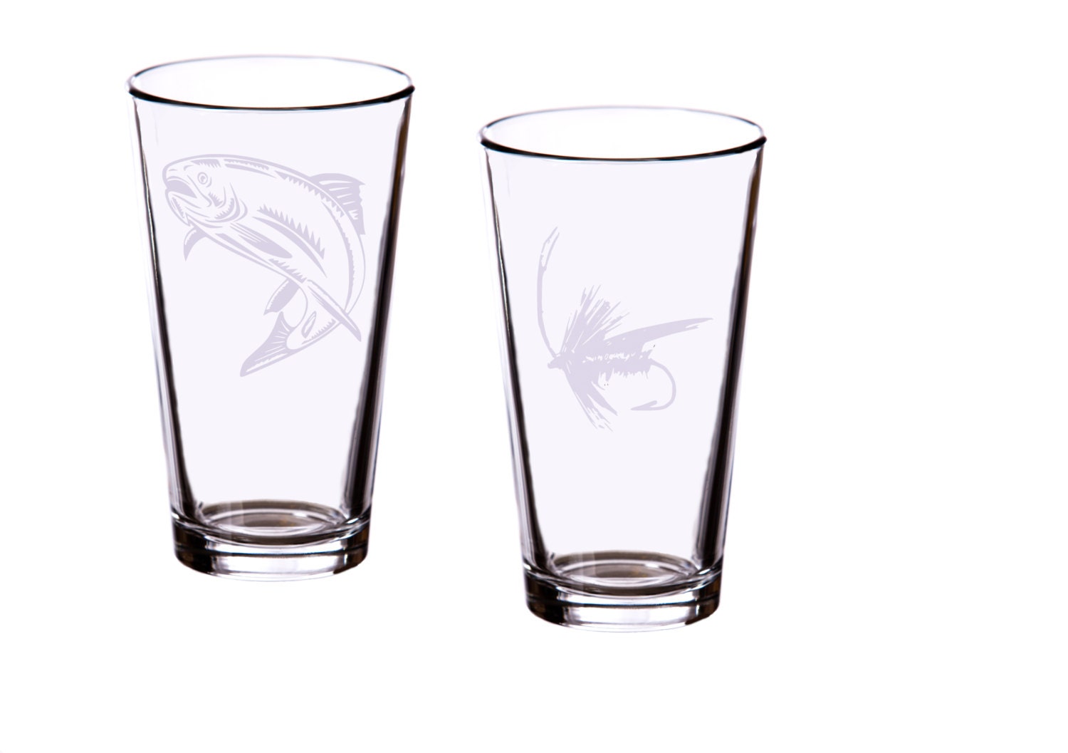 Fly fishing etched pint glasses _ LAST SET