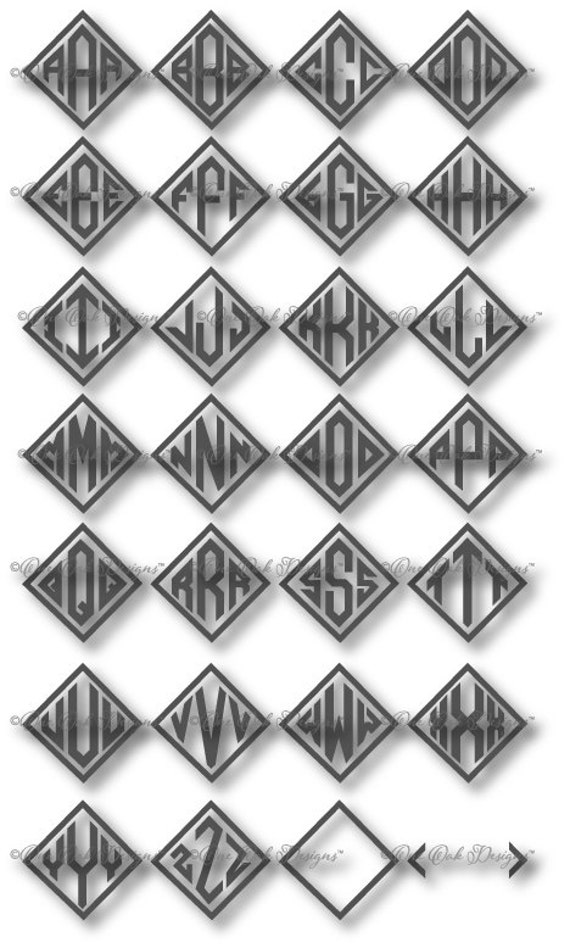 Download Diamond Monogram Font Alphabet SVG Files / DXF / pdf / eps