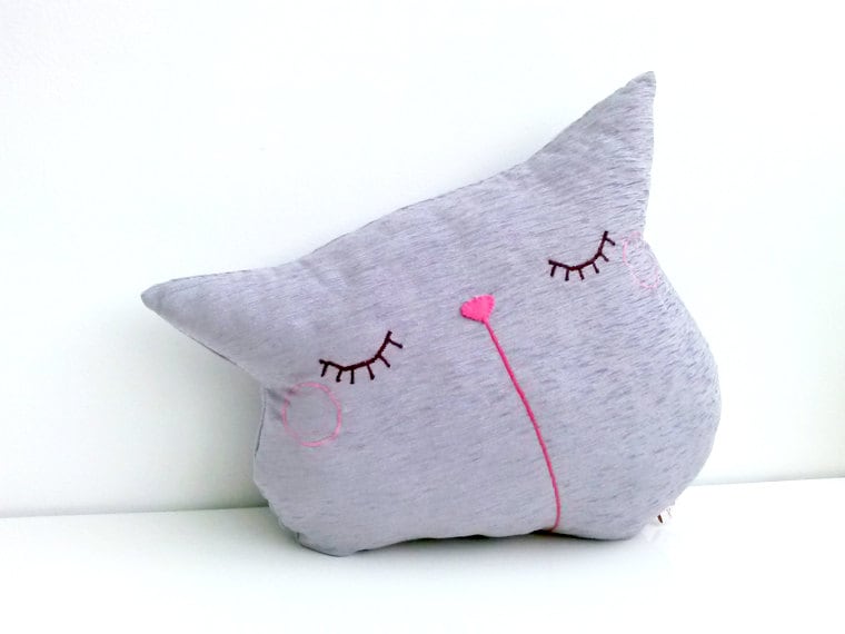 Cat throw decorative pillow travel sofa pillow cushion purple
