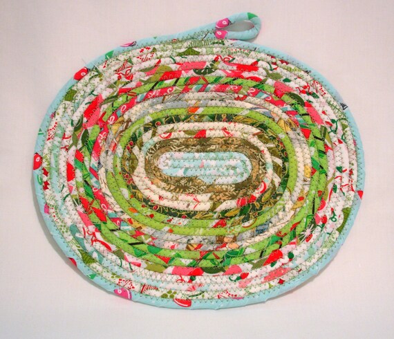 Hard Candy Christmas Coiled Fabric Candle Mat, Table Mat
