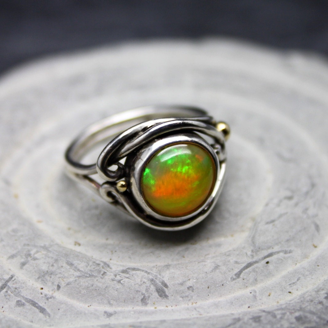 Ethiopian Fire Opal Welo Opal Fairy Swirl Ring opal ring