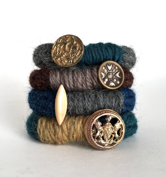 Knitted Vintage Button Bracelet