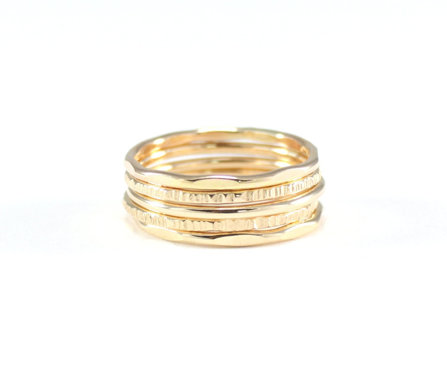 gold hammered skinny stacking rings set of five skinny rings