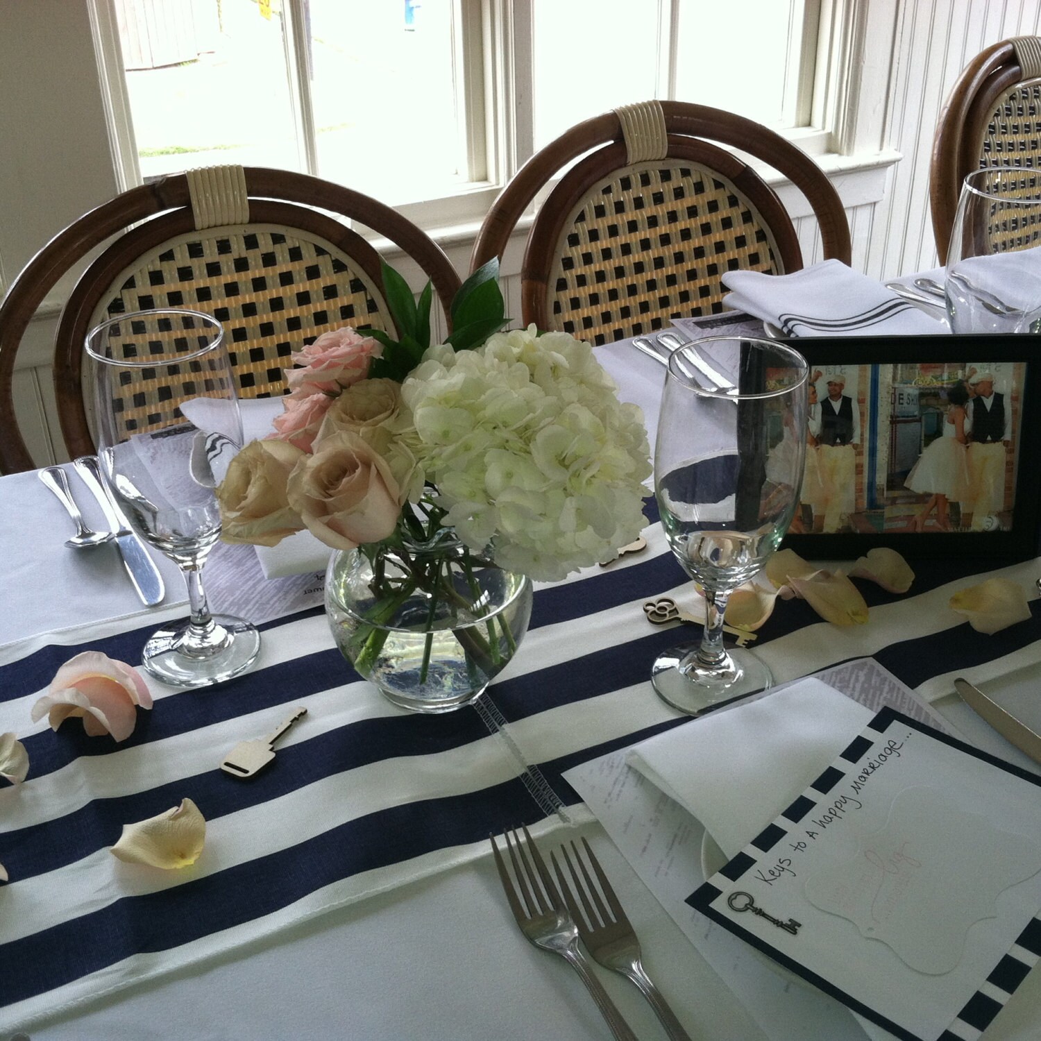 Navy Blue White Stripe Table Runner Home Decor Nautical Modern