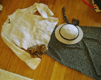 Costume Safari jungle white jacket skirt pith helmet sz XL women's Halloween