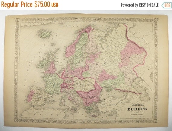 Old World Europe Map 1867 Johnson Map Europe by OldMapsandPrints