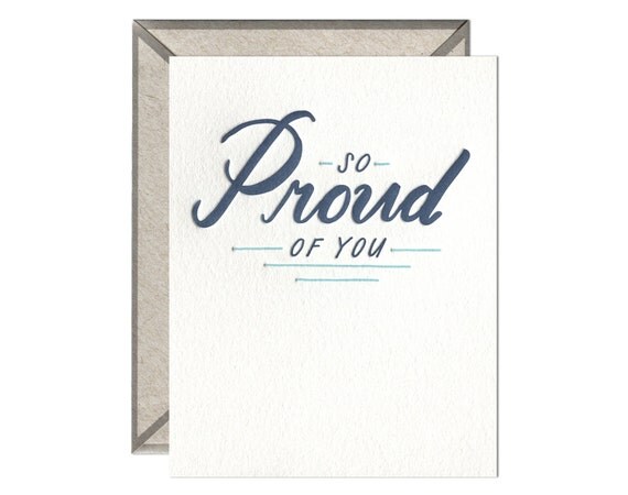 So Proud of You encouragement congratulations letterpress card