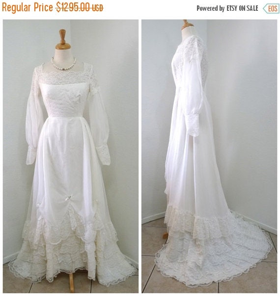 30% OFF SALE 1950s wedding dress Lace Sheer by KMalinkaVintage