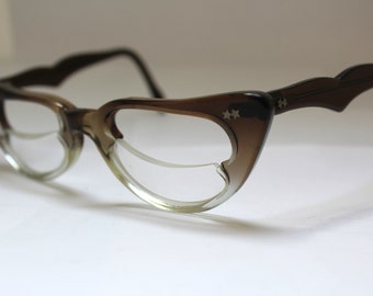 1950s Cats Eye Glasses // 40s 50s Vintage Catseyes Frames // half lens Cutout Design //A Star is Born /RH103
