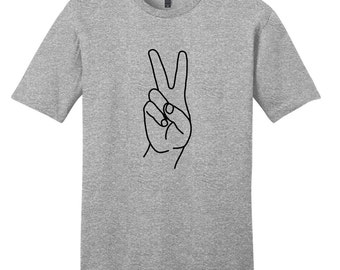 shirt with peace sign hand