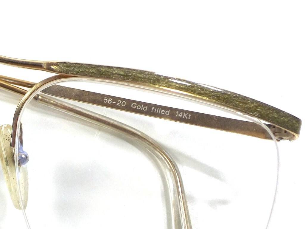 vintage 80s 14k gold rimless frames cazal style eyeglasses