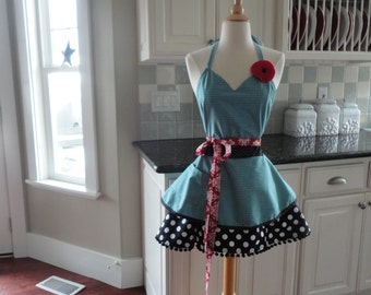 Ocean Blue Sadie Style ~ Women's Apron ~ 4RetroAprons