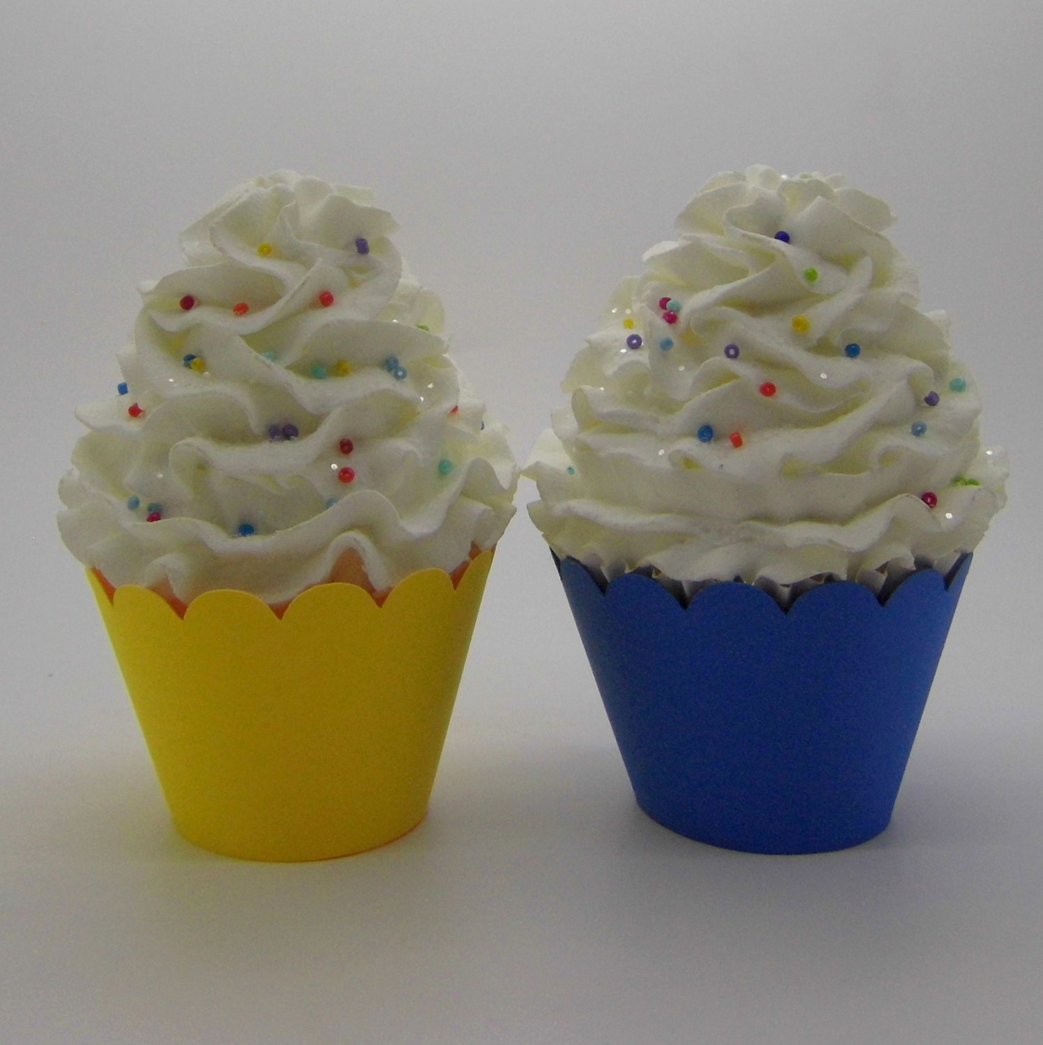 Royal Blue and Yellow Cupcake Wrappers....Fully