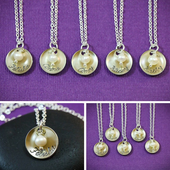 SALE Personalized Bridesmaid Necklace by DistinctlyIvy on Etsy