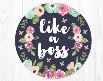 Mouse Pad Boss Gift Floral Mousepad Office Desk Accessories Coworker Gift Office Supplies Like a Boss Mouse Pad Desk Decor Cubicle Decor