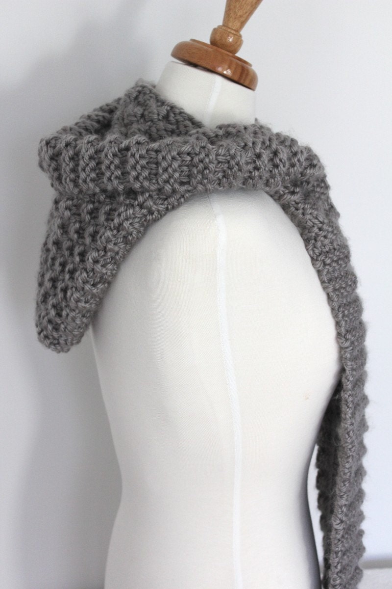 KNITTING PATTERN Warm Hooded Scarf PDF knitting pattern