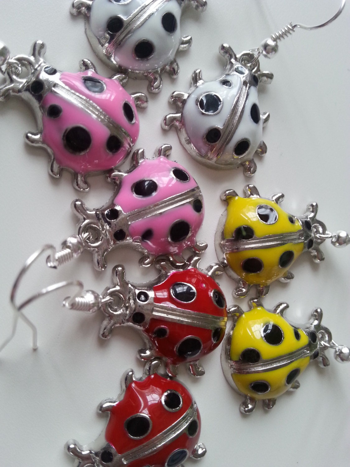 Ladybug enamel earrings children ladybird earrings