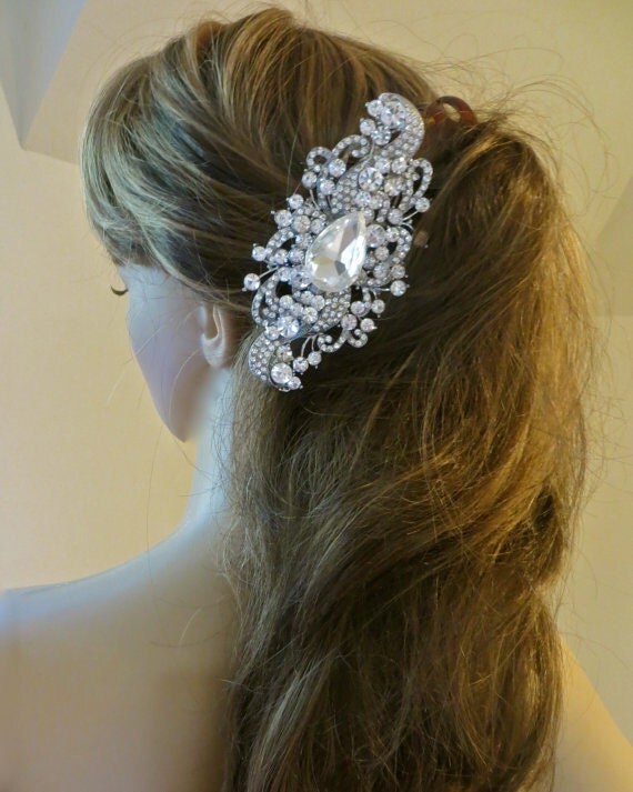 Rhinestone Hair Clip Crystal Bridal Hair Clip Wedding by ctroum