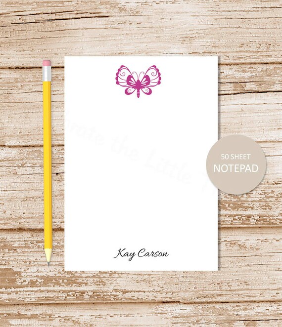 personalized butterfly notepad . butterfly note pad . personalized stationery . custom stationary Il_570xn