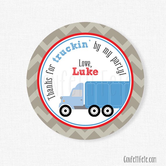 Semi Truck Favor Tags, Truck Party Favor Tags, Semi Truck Gift Tag, Boy