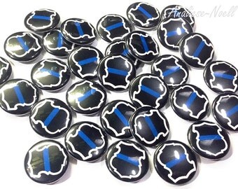 Police Badge, 1", 1.5", Buttons, Police Buttons, Police Badge Pins, Police Support, Back the Blue, Blue Lines, Support Police, Police Badges