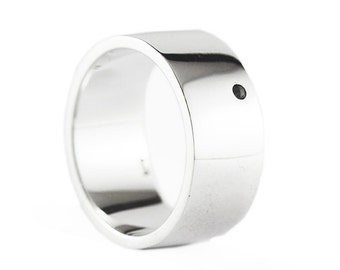 Black Diamond Ring Mens Wedding Band Sterling Silver Personalized Man Jewelry