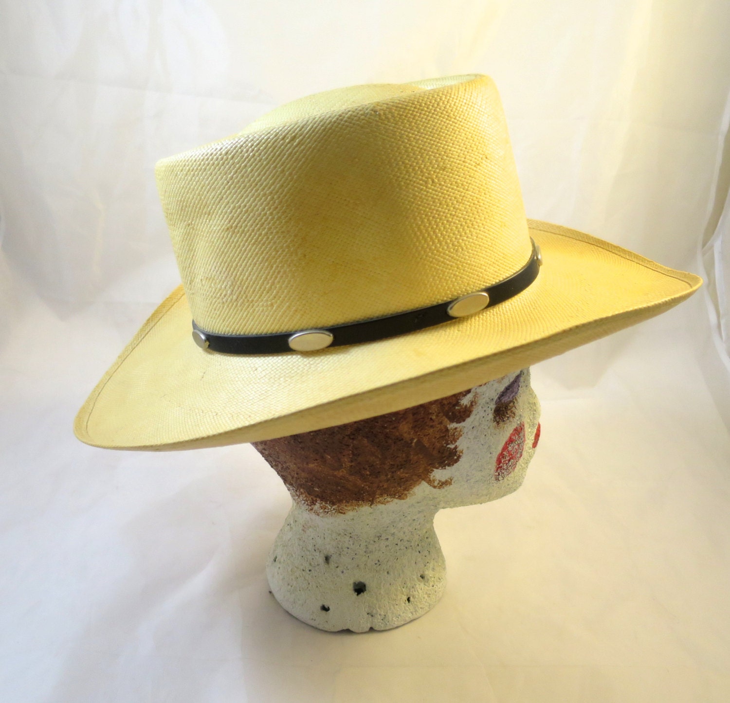 Stetson Panama Hat Black Silver Leather Band Royal Flush Style