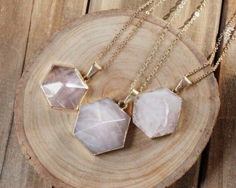 rose quartz jewelry hexogon