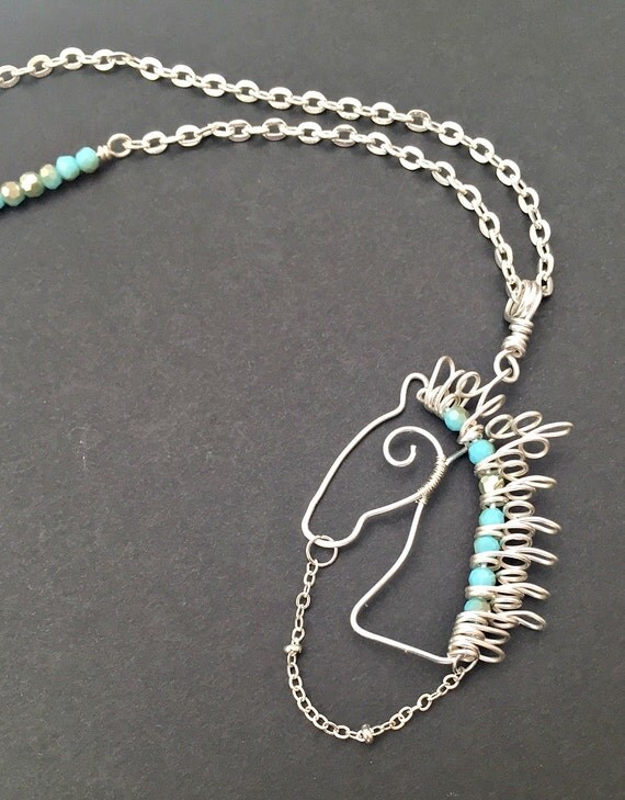Horse Necklace Wire Horse Pendant Wire by BlackDogJewelrynArt