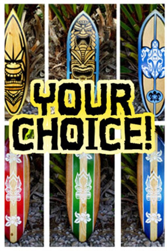 Tribal Tiki Surfboard Wood Surfboard Original Wall Art Home