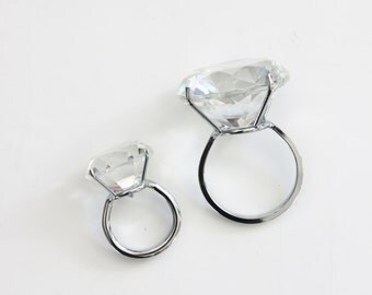 2 DIAMOND RINGS Balloon Weight Paperweight Napkin Ring Bridesmaid Gift Will You Be My Maid of Honor Faux Crystal Ring Cake Topper