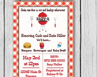 Baby Q Invitation - Baby Q Shower invites, Baby Shower Barbecue, Baby Shower BBQ, Baby Shower Invite, Invite, Invites