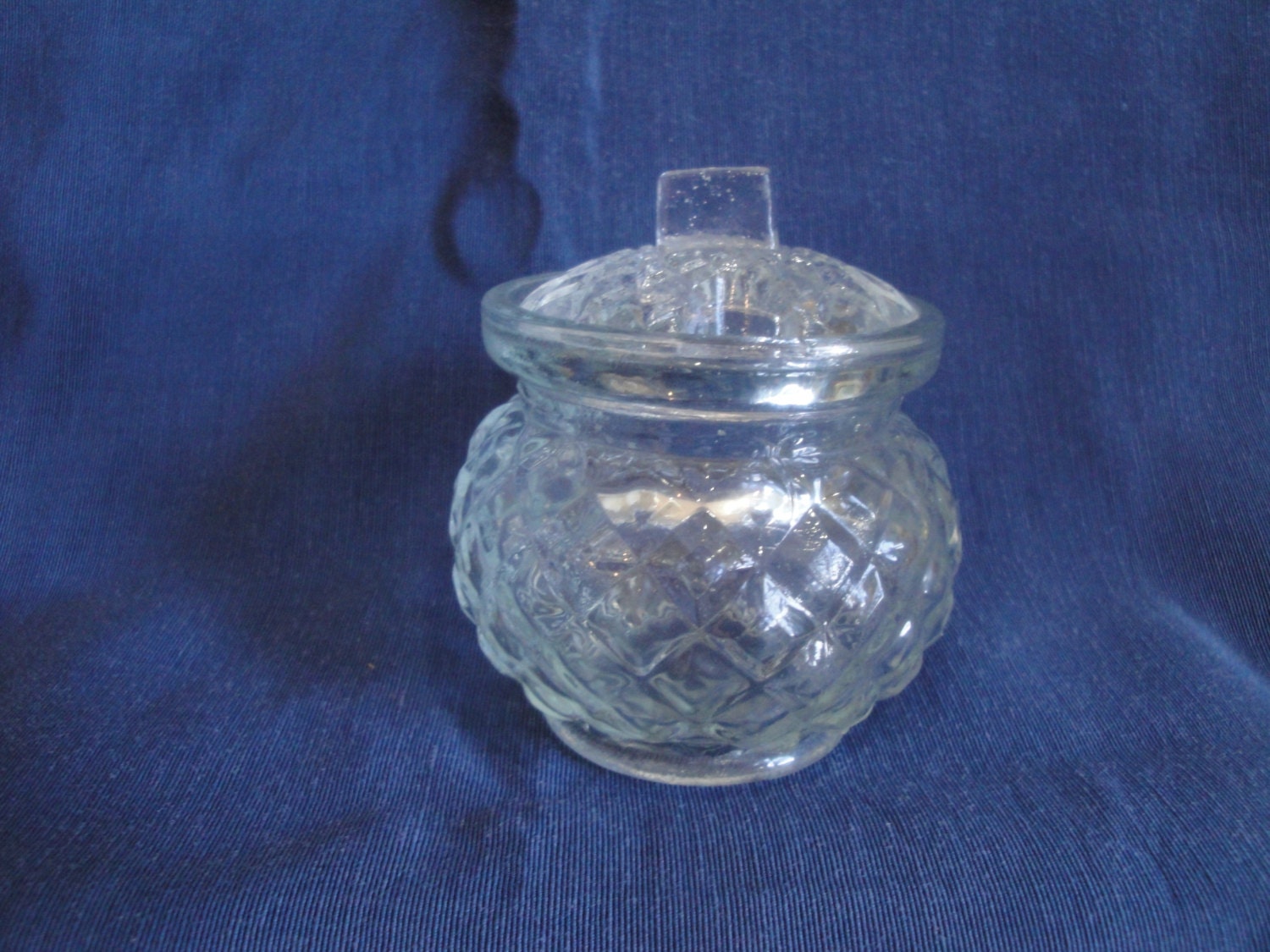 Small Condiment Jar Lidded Pressed Glass Made in Japan Vintage Haute