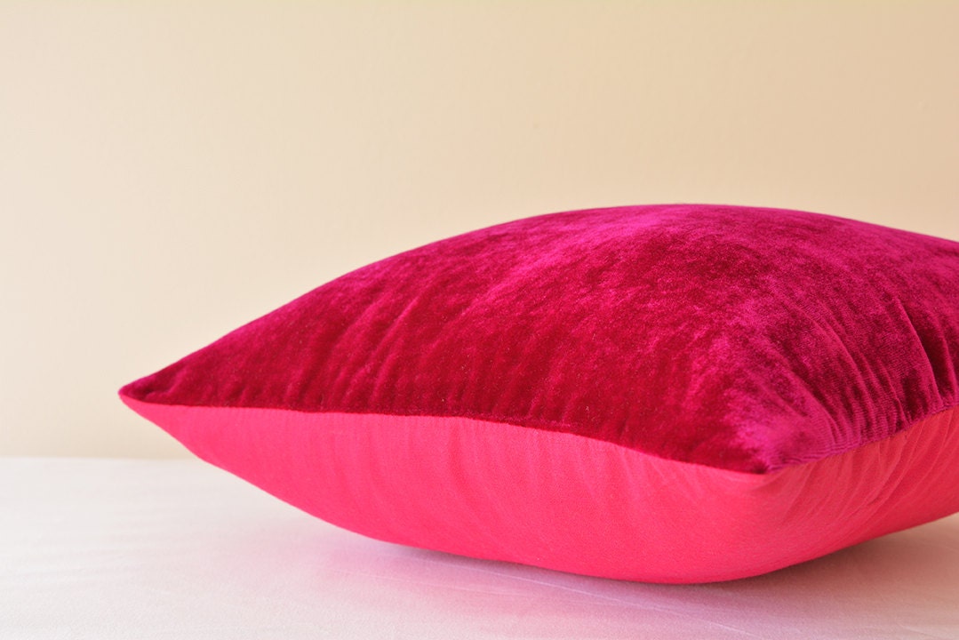 Hot Pink Velvet Pillow Fuchsia Velvet Cushion Cover Decor