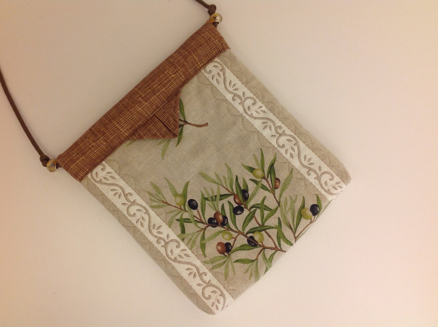 French Print Olives Quilted Snap Bag Purse Handbag Handmade