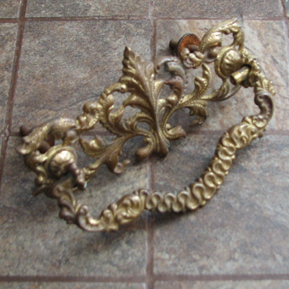 Antique Vintage Drawer Pull Ornate Brass   Il Fullxfull.907079891 F289 