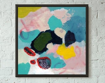 Don't Stop No. 1 of 9 // Modern Abstract Art Original 8x8 Mixed Media Acrylic Painting on Canvas Panel, Free US Shipping, Lisa Barbero