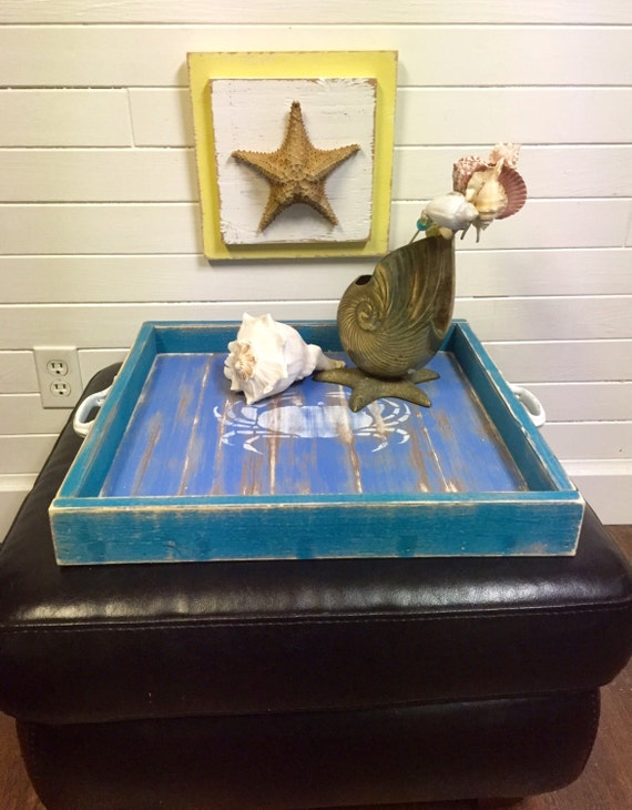 Ottoman Tray Large Monogram Serving Tray Beach by CastawaysHall