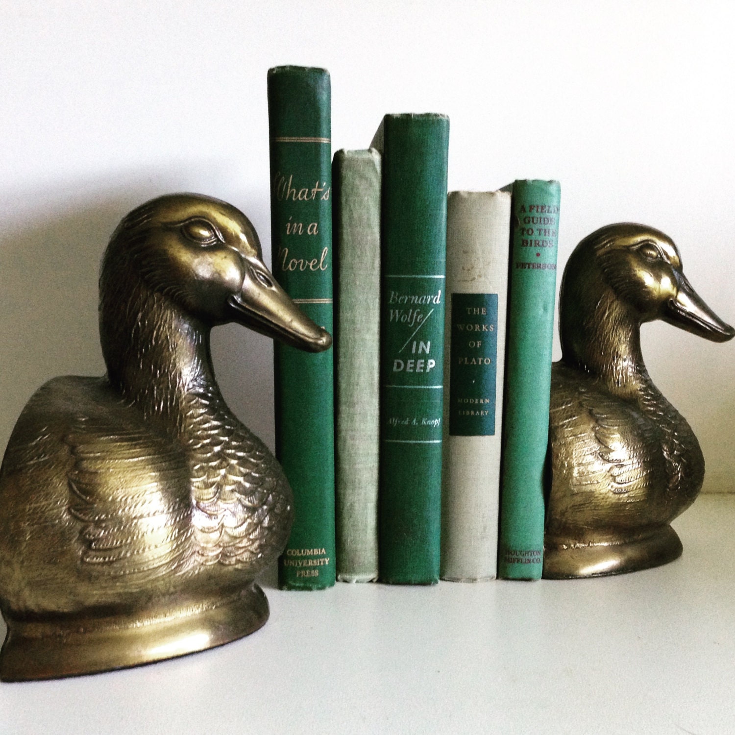 solid brass duck bookends