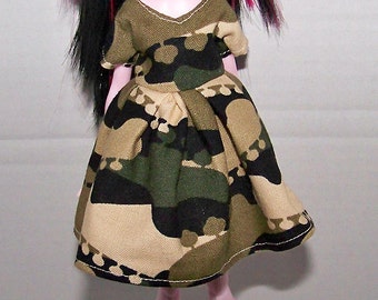 Handmade Monster High doll clothes - camouflage dress