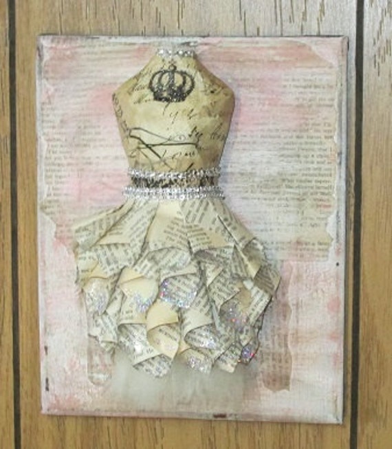 Items similar to Handmade Dress form wall art, canvas. Canvas art